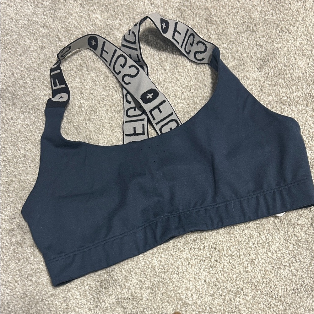 Figs Navy Sports Bra with Black Straps